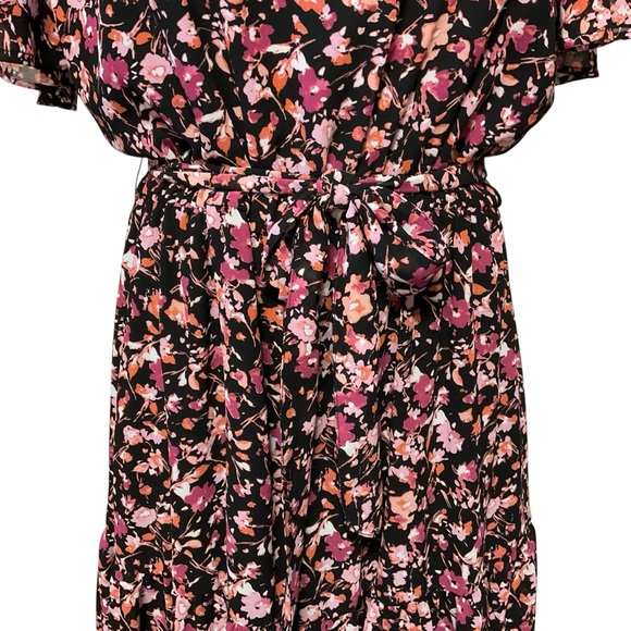 JANE and DELANCEY sz Small Dress Peasant Boho Short Sleeve Stretch Waist Floral - Picture 6 of 8